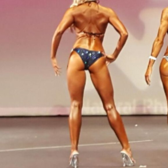 Suit Lady Fitness Bodybuilding Competition green/blue bikini - Picture 6 of 9